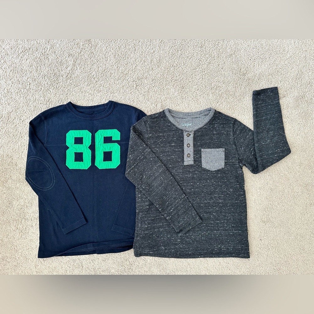 Set of 2 Kids Boys Long Sleeve T-Shirt Size Small 6/7